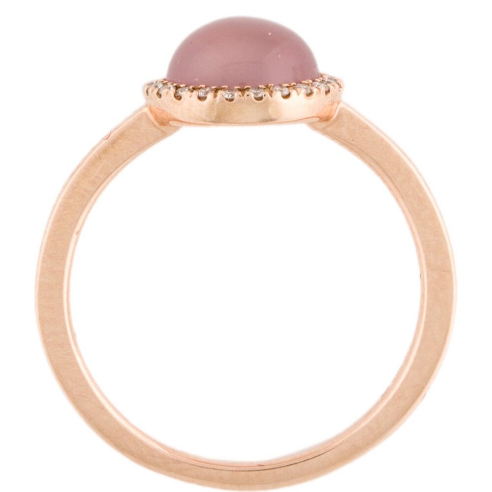 14K ROSE GOLD  ROSE QUARTZ & DIAMOND HALO COCKTAIL RING - Picture 5 of 8